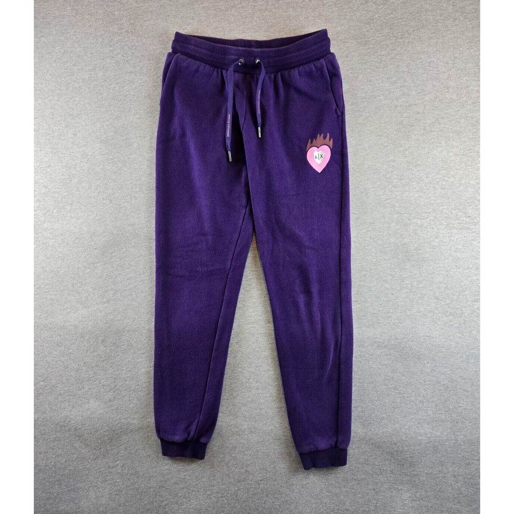 Armani Exchange Womens Heart On Fire Purple Joggers Pants Size Small Designer‎